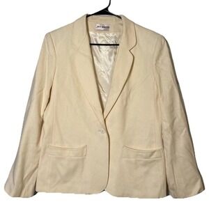 Vintage Jack Winter 100% Wool Blazer Womens 12 Cream Ivory Tailored Jacket